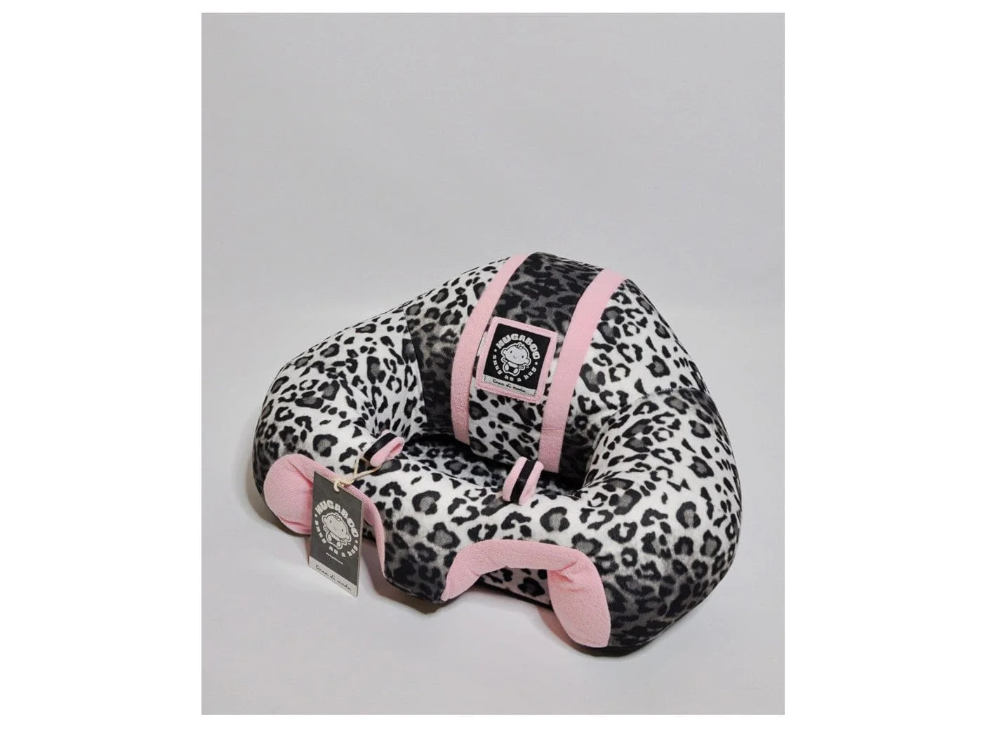 Hugaboo Infant Sitting Chair, Portable, Washable Baby Floor Seat, Pink Snow Leopard - Image 4