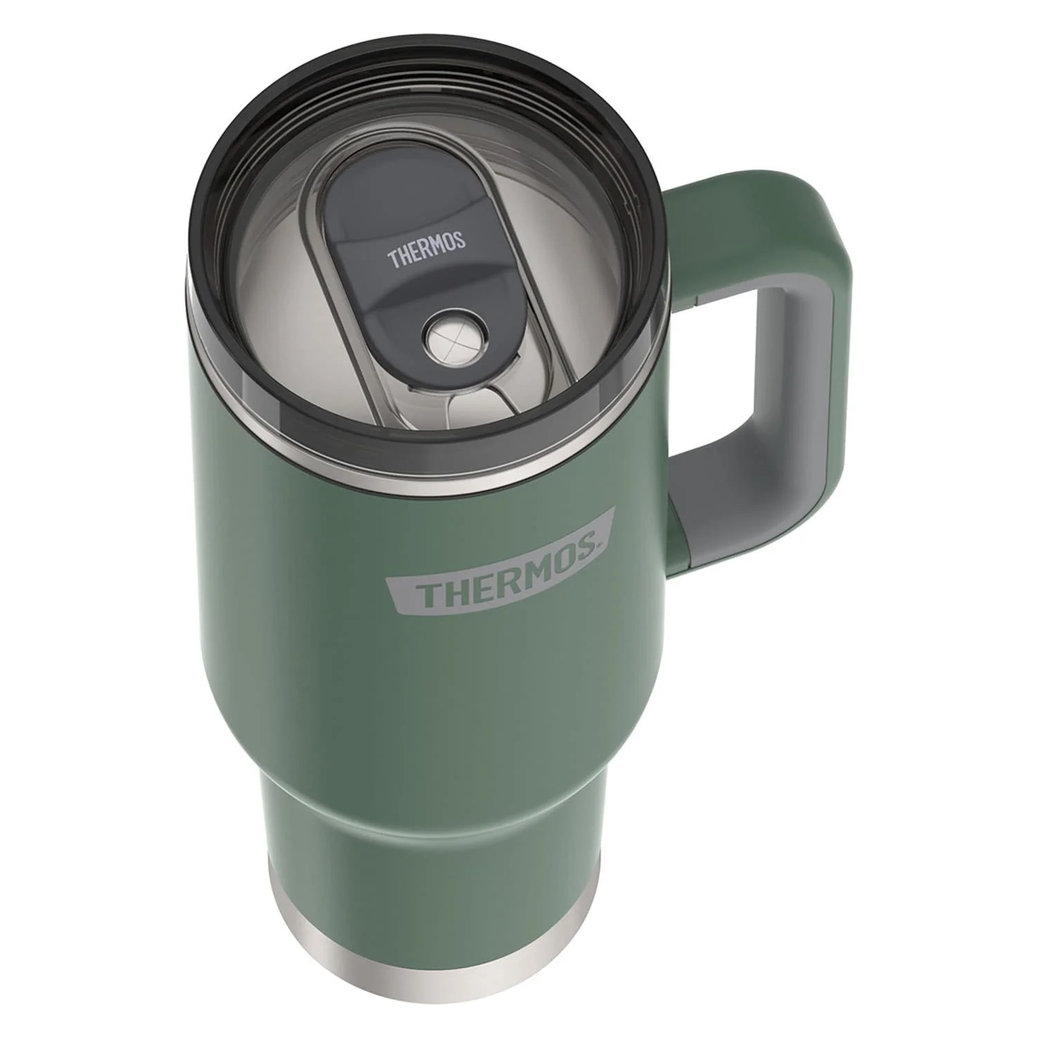 Thermos 40-Oz. Stainless Steel Cup-Holder Mug with Straw, Alpine Green - Image 2
