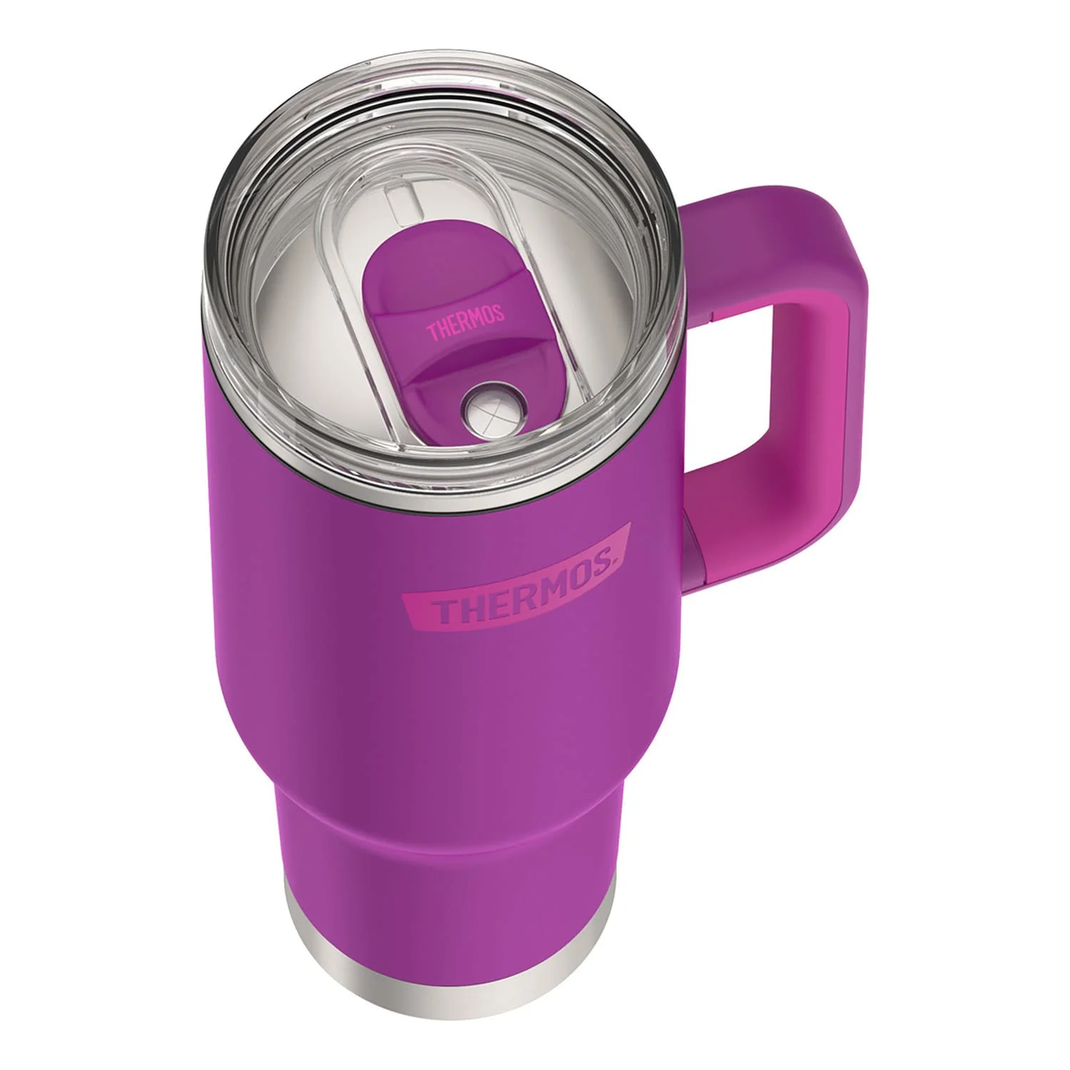 Thermos 40-Oz. Stainless Steel Cup-Holder Mug with Straw, Plum - Image 4