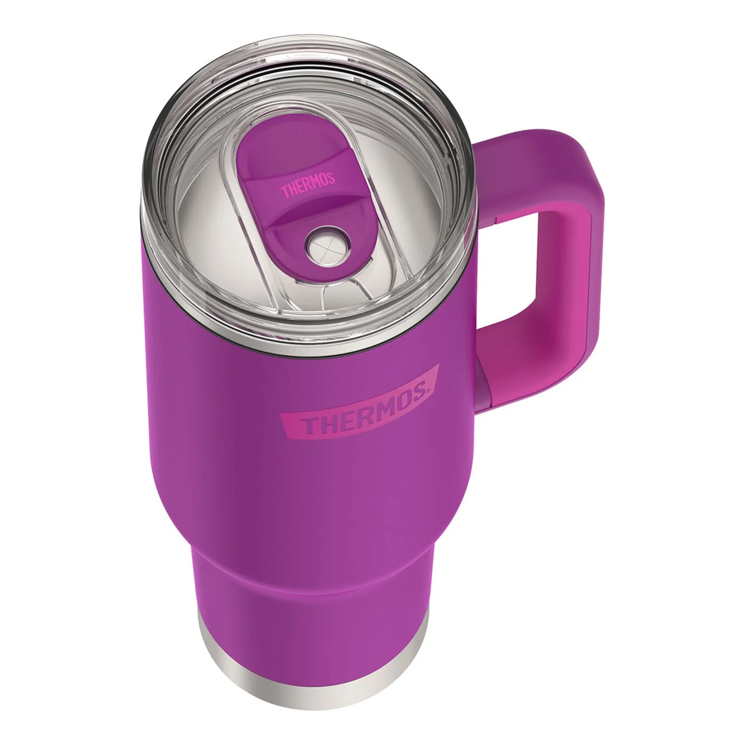 Thermos 40-Oz. Stainless Steel Cup-Holder Mug with Straw, Plum - Image 5