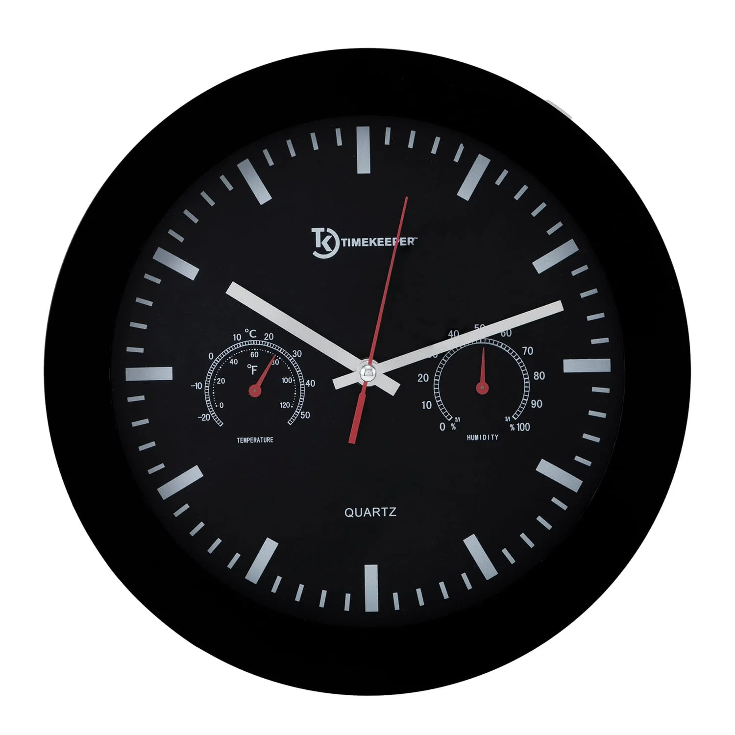 Timekeeper 12" Temperature & Humidity Wall Clock - Image 2