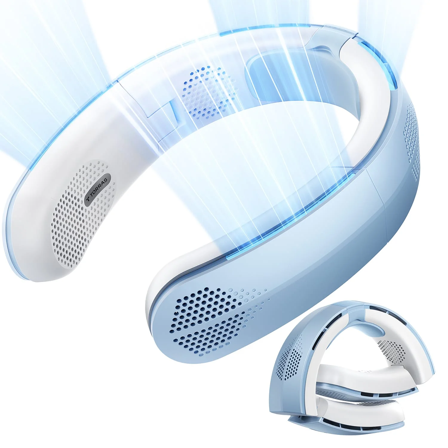 Torras Portable Foldable Neck Fan, COOLiTE with 4000-mAh Battery, Light Blue - Image 3