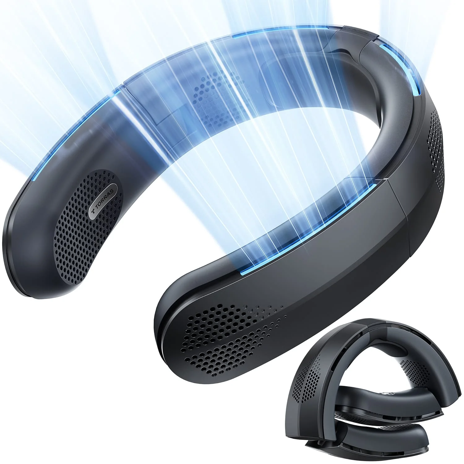 Torras Portable Foldable Neck Fan, COOLiTE with 4000-mAh Battery, Space Black - Image 2