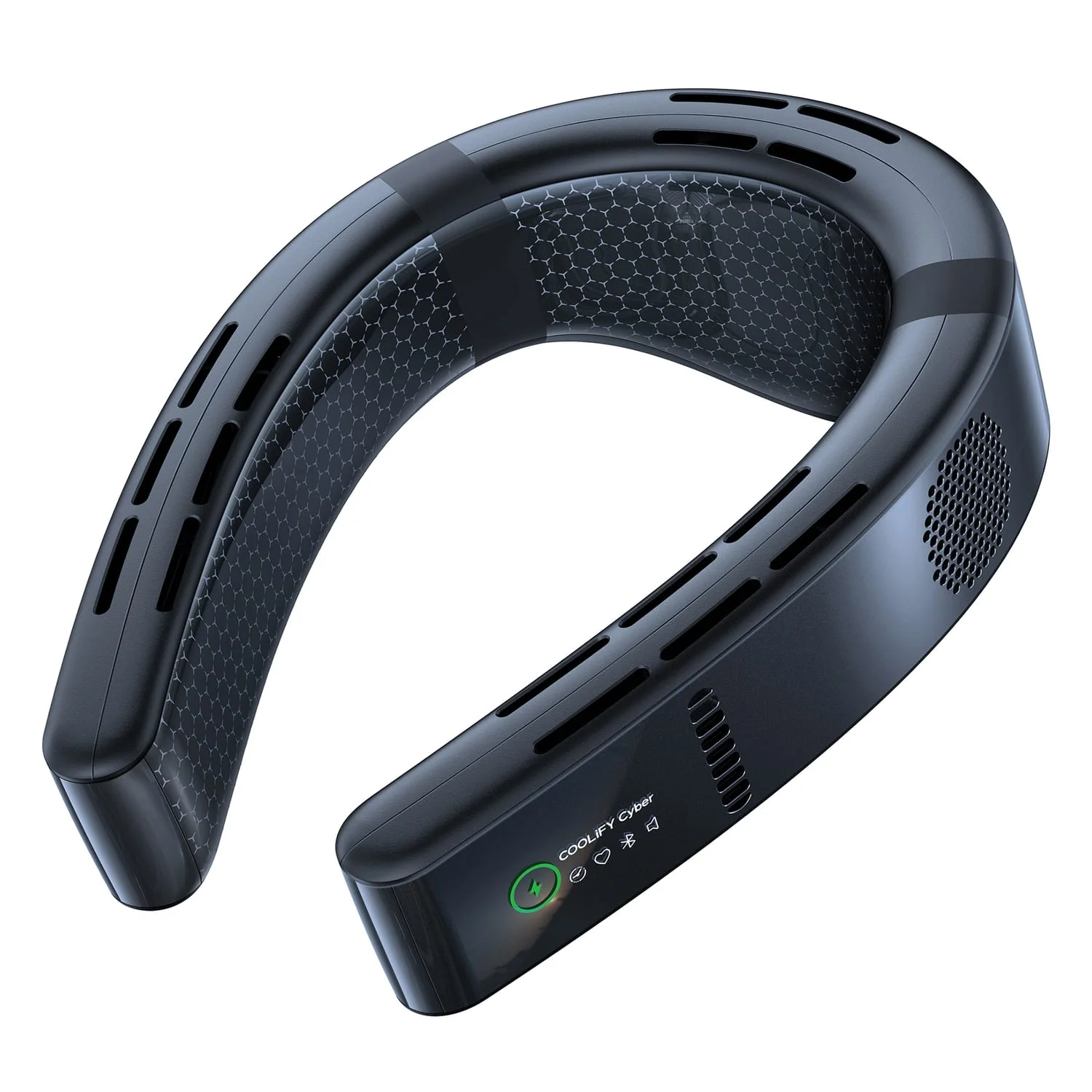 Torras Portable Neck Fan, COOLiFY Cyber Smart AI-Control Wearable Neck Air Conditioner, Bladeless, 6000-mAh Rechargeable Battery, Cascade Black - Image 3