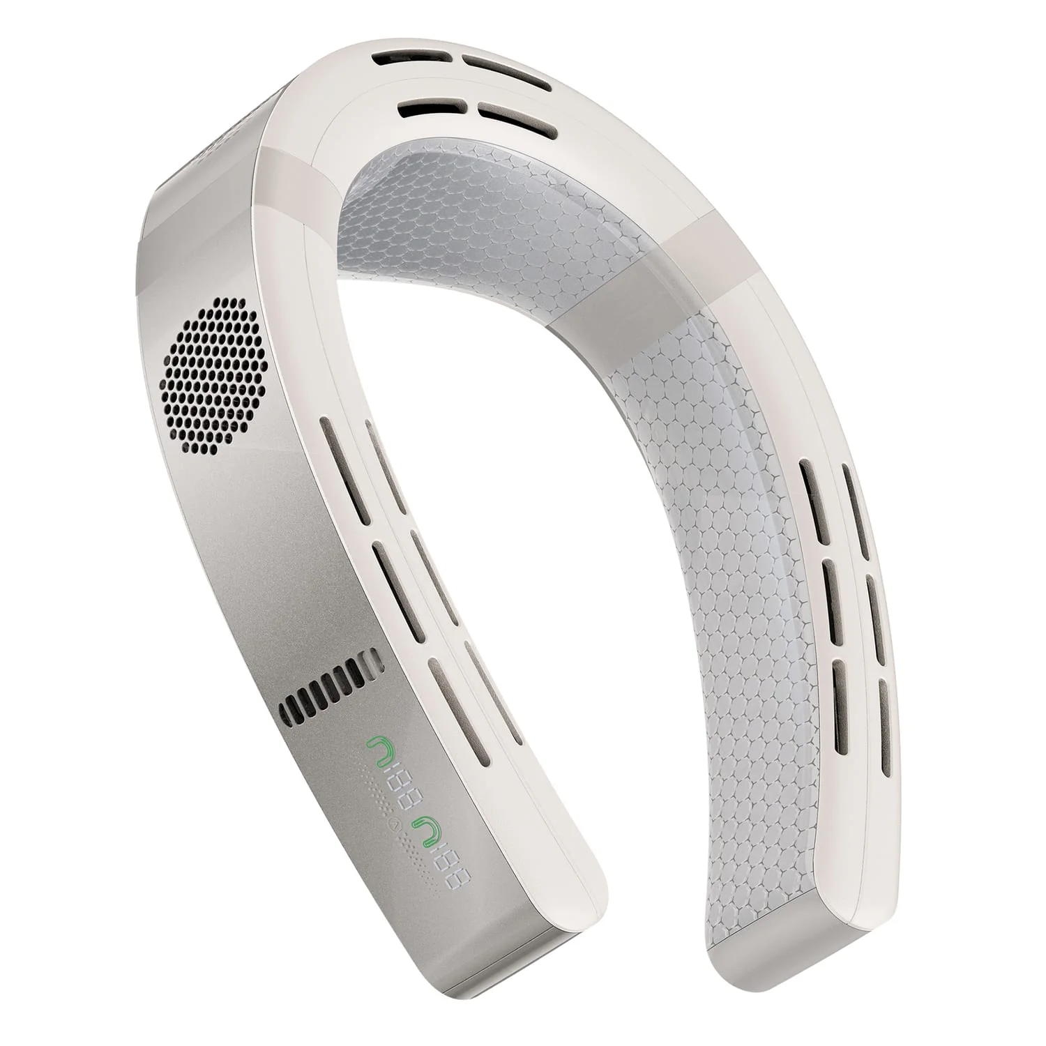Torras Portable Neck Fan, COOLiFY Cyber Smart AI-Control Wearable Neck Air Conditioner, Bladeless, 6000-mAh Rechargeable Battery, Glacial White