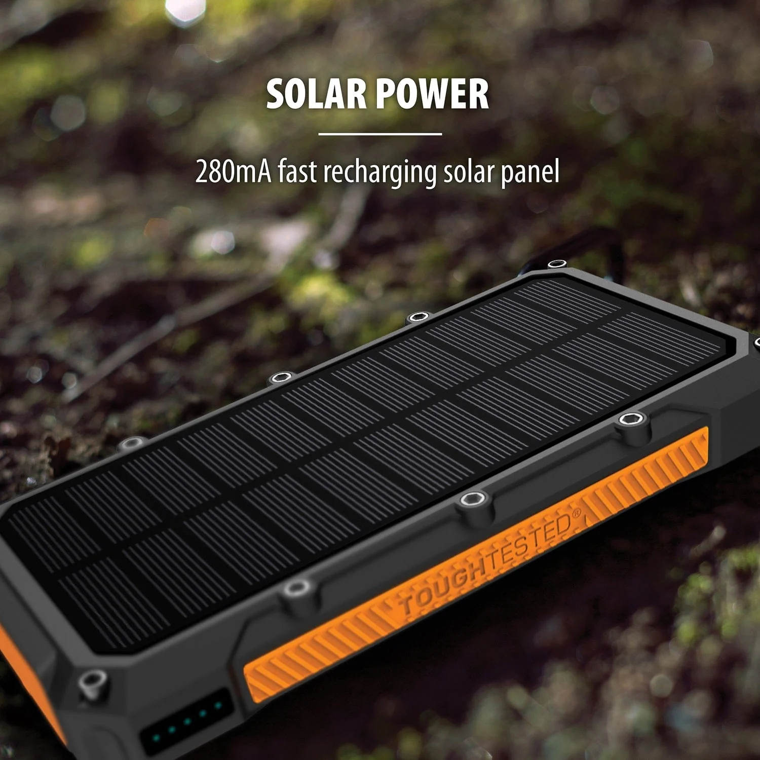 ToughTested 16000-mAh Triple-Port USB, USB QC 3.0, and USB-C Waterproof Solar Charger and Wireless Portable Power Bank with Flashlight - Image 2