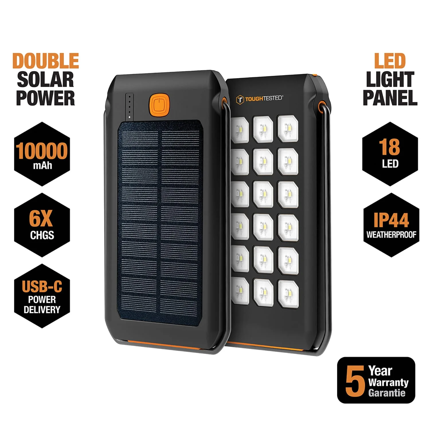 ToughTested Portable Power Pack, 10000-mAh, LED Solar with Light - Image 4