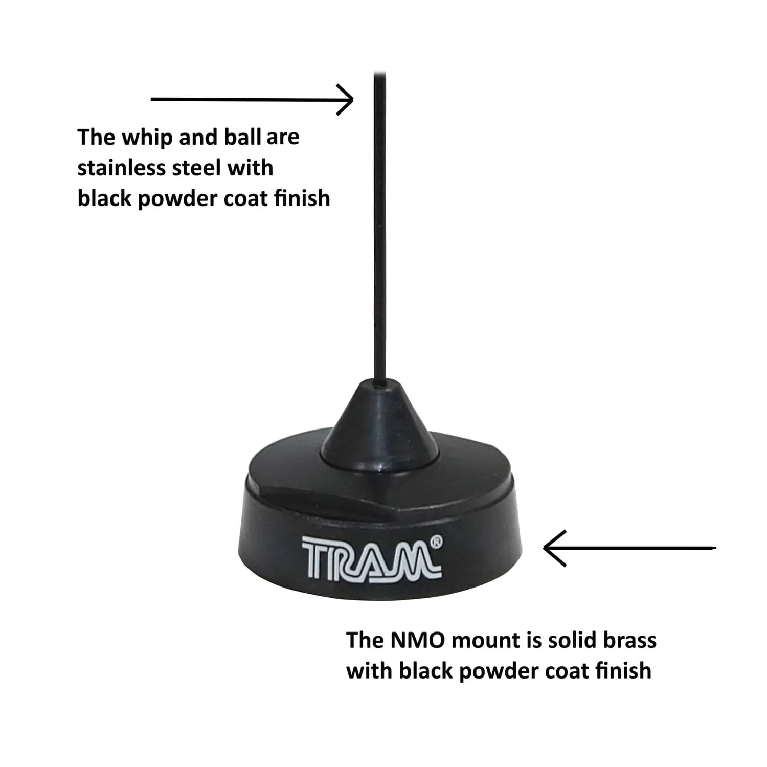 Tram 200-Watt Pretuned 410 MHz to 490 MHz Black-Nut-Type Quarter-Wave Antenna with NMO Mounting - Image 2