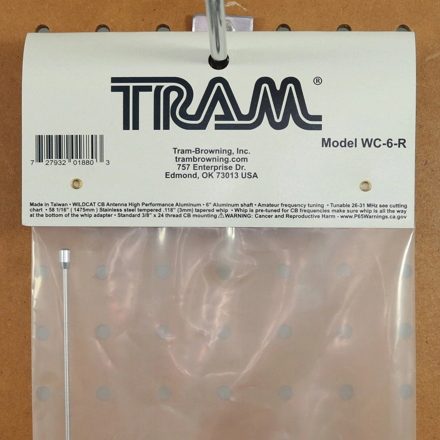 Tram 2000-Watt WILDCAT Trucker CB Antenna with 6-In. Anodized Aluminum Shaft with Extremely Low SWR and Long-Distance Transmit/Receive, WC-6-R - Image 2