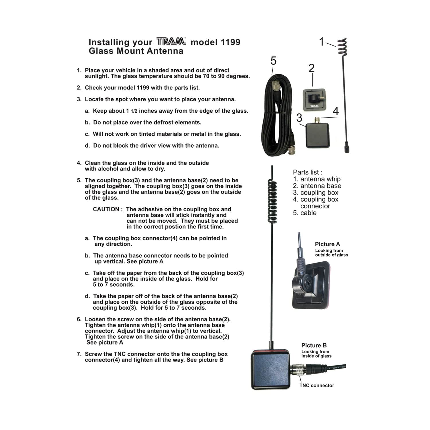 Tram 25 MHz to 1300 MHz Scanner Glass-Mount Antenna with RG58/U Cable and BNC Connector - Image 5
