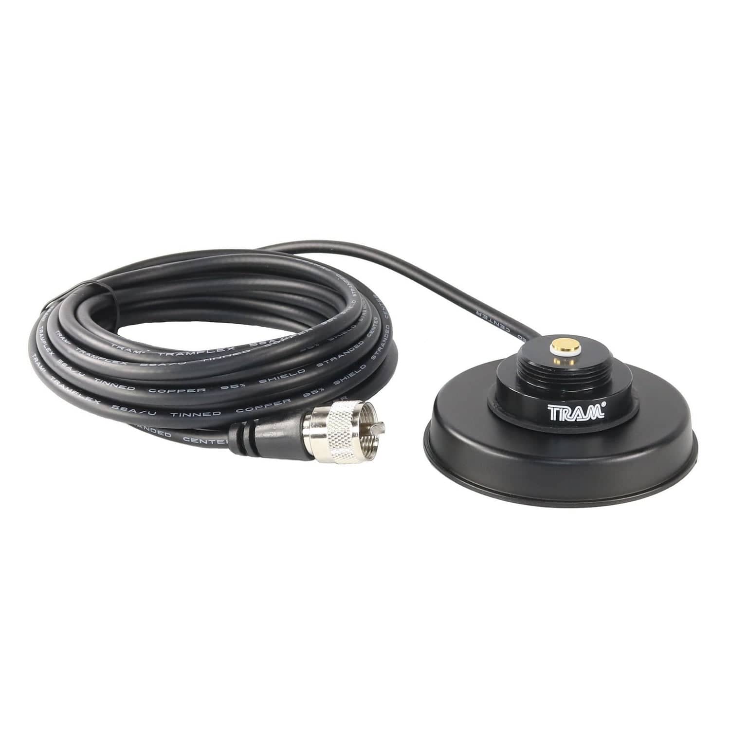 Tram 3-1/4-Inch Black Zinc NMO Magnet Mount with RG58 Coaxial Cable and UHF PL-259 Connector - Image 2