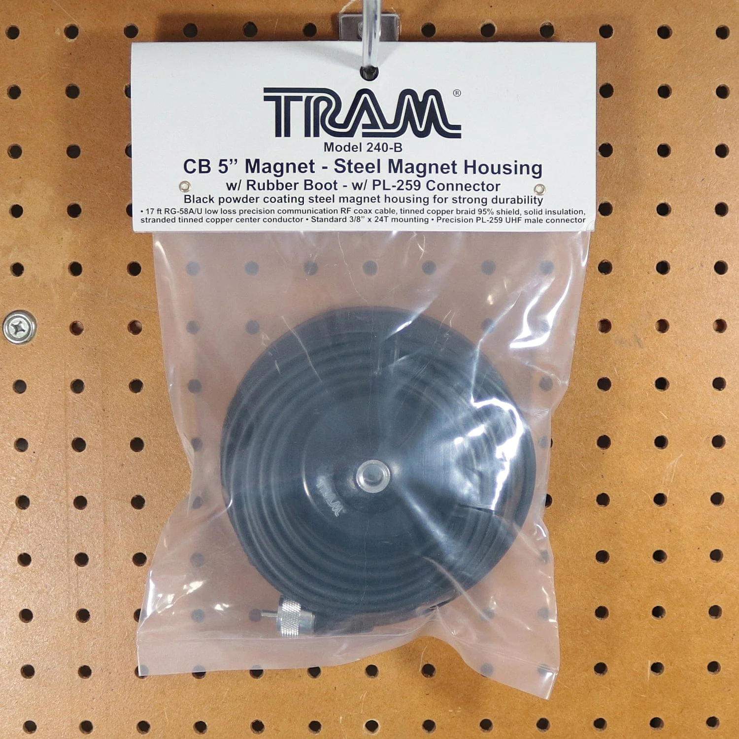 Tram 5-Inch Black Steel NMO Magnet Mount with RG58 Coaxial Cable and UHF PL-259 Connector - Image 5