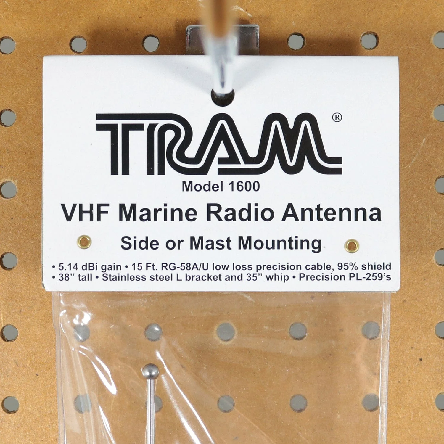 Tram Pretuned VHF 6-dB-Gain Marine L-Bracket-Mount 35-In. Fiberglass Antenna with RG58 Cable and PL-259 Connectors - Image 2