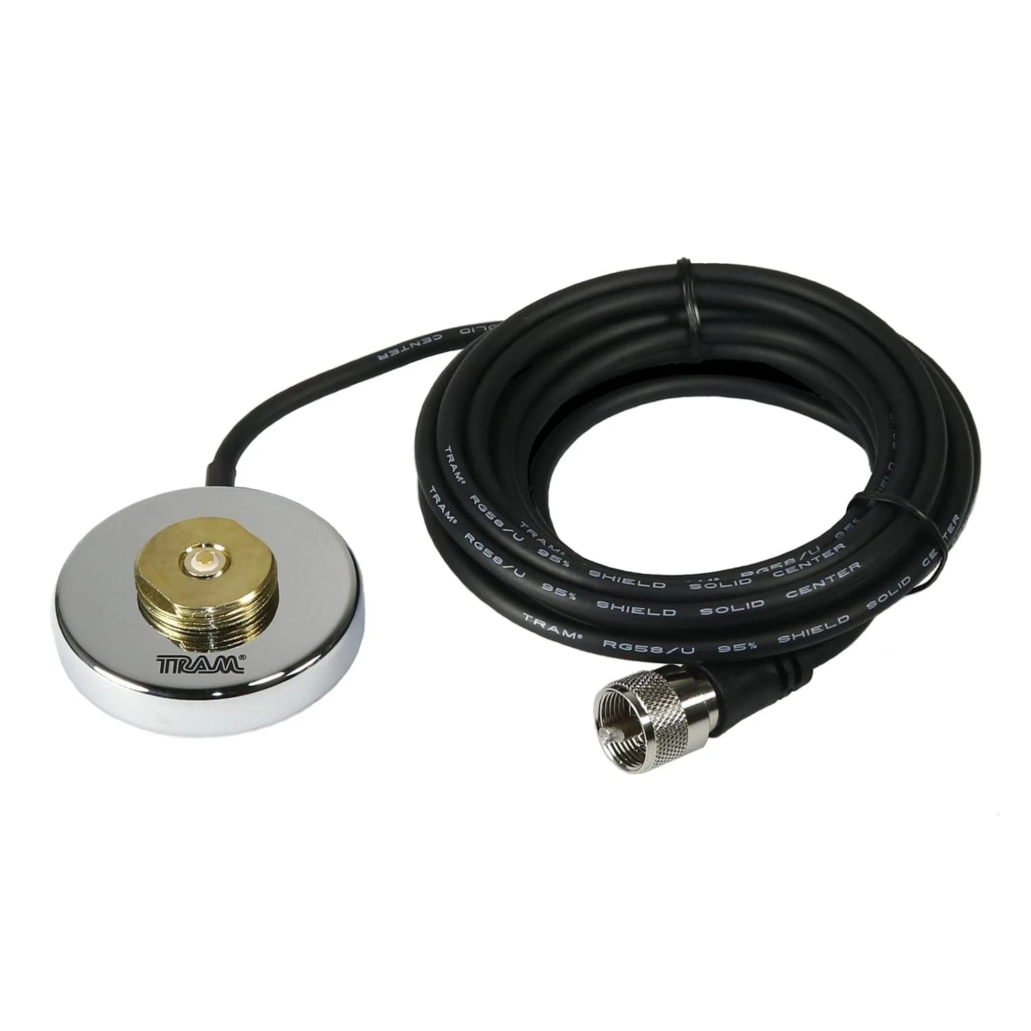 Tram UHF Strong 2-1/2-In. NMO Magnet Mount for High Frequencies, 12-Ft. Cable with PL-259 Connector, Chrome - Image 5