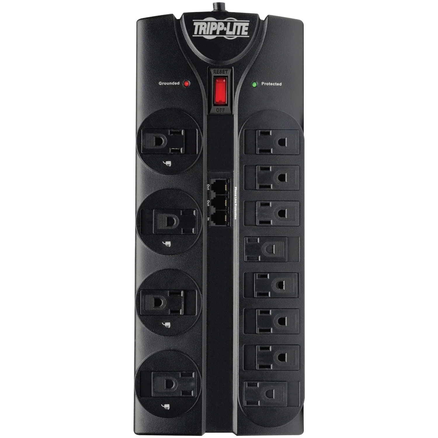 Tripp Lite by Eaton 12-AC Outlet and Telco 2160-Joules Protect It! Surge Protector Power Strip with Safety Covers, 8-Ft. Cord, TLP1208TEL - Image 4