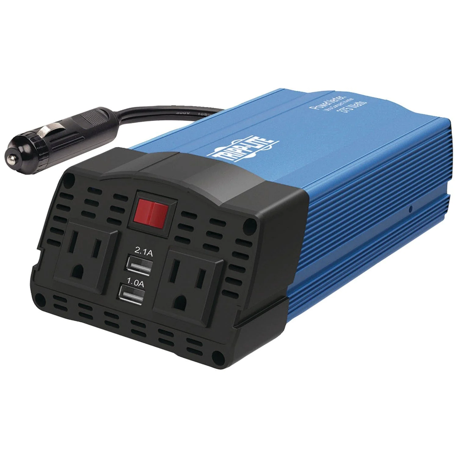Tripp Lite by Eaton 2-AC Outlet and 2-USB Port 375-Continuous-Watt PowerVerter Power Inverter with 12-Volt Adapter Cord and Battery Clips, PV375USB