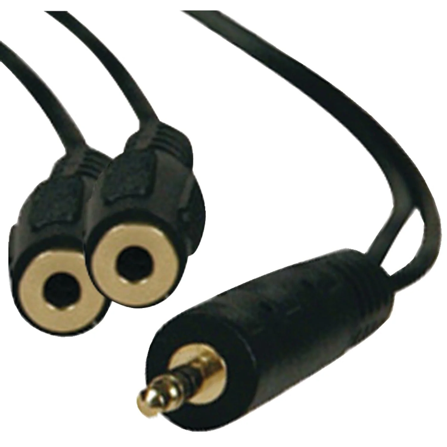 Tripp Lite by Eaton 3.5-mm Male to 2 Female Stereo Y-Splitter Adapter Cable, 1 Ft., Black, P313-001