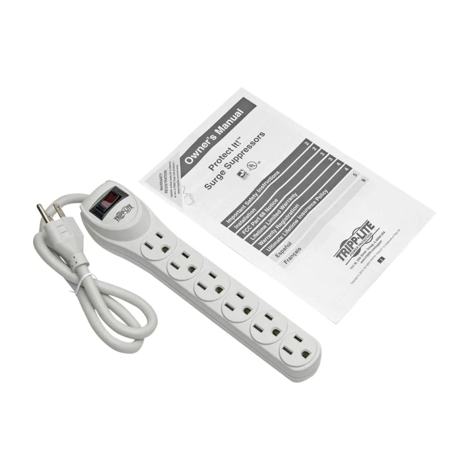 Tripp Lite by Eaton 6-AC Outlet 180-Joules Protect It! Home Computer Surge Protector Power Strip, 2-Ft. Cord with Straight Plug, TLP602 - Image 5