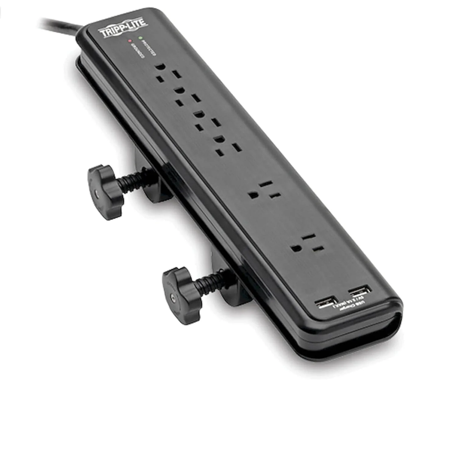 Tripp Lite by Eaton 6-AC Outlet and 2-USB Port 2100-Joules Protect It! Surge Protector Power Strip with Clamps, 6-Ft. Cord, TLP606DMUSB - Image 2