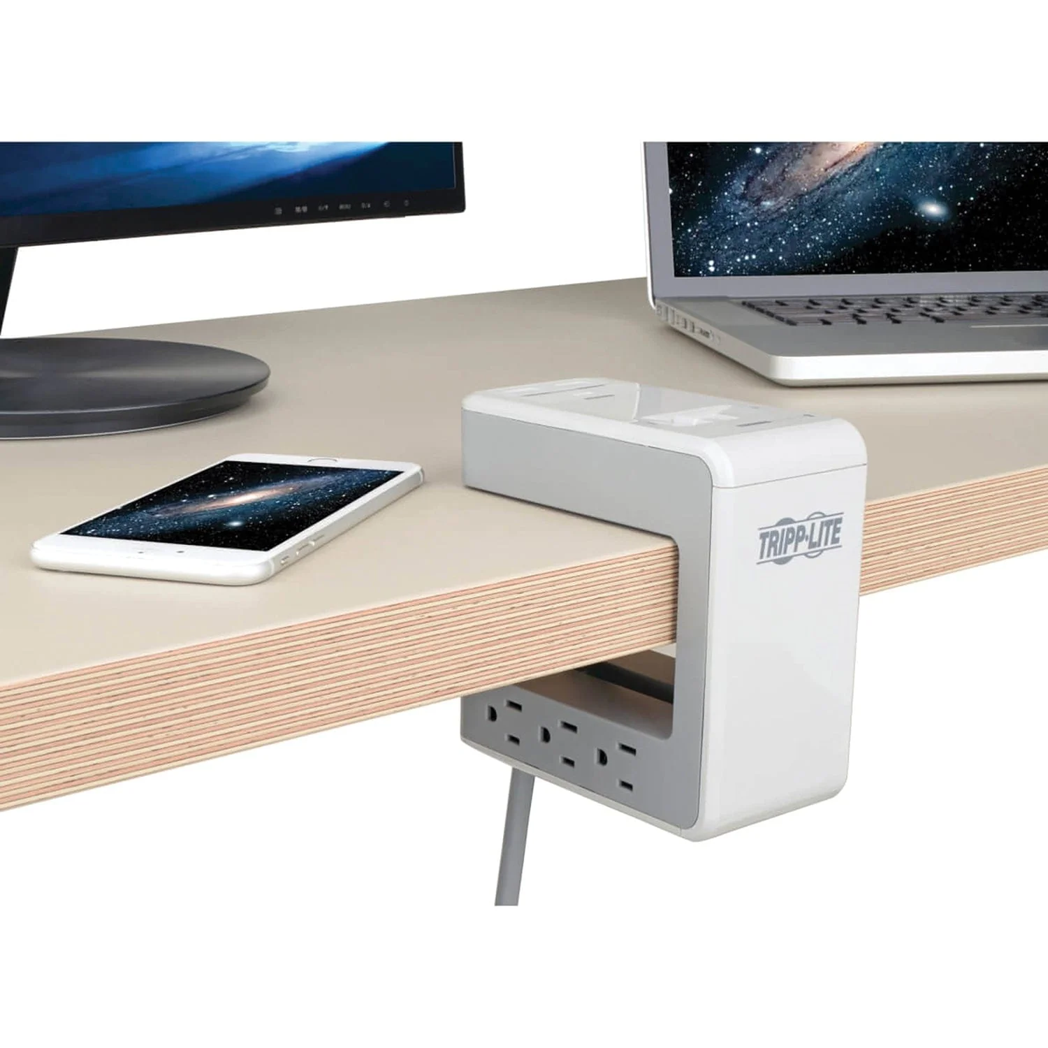 Tripp Lite by Eaton 6-AC Outlet and 3-USB Port 1080-Joules Protect It! Surge Protector Desk Clamp, 8-Ft. Pivoting Cord, TLP648USBC - Image 3