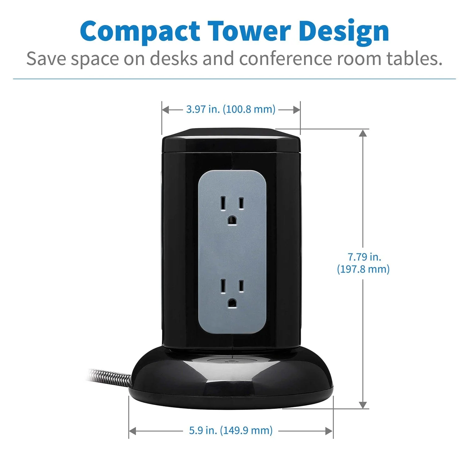 Tripp Lite by Eaton 6-AC Outlet and 4-USB Port 1800-Joules Protect It! Surge Protector Tower, 8-Ft. Braided Cord, TLP606UCTOWER - Image 2