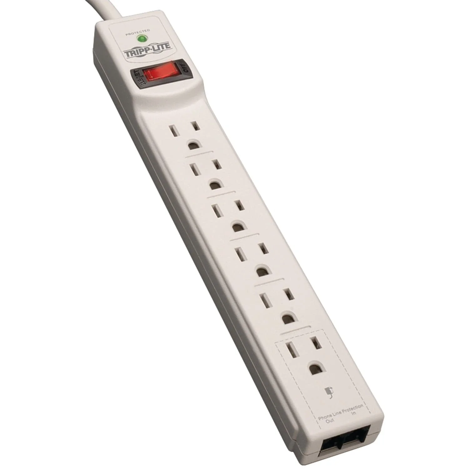 Tripp Lite by Eaton 6-AC Outlet and Telco 790-Joules Protect It! Surge Protector Power Strip, 4-Ft. Cord with Straight Plug, TLP604TEL