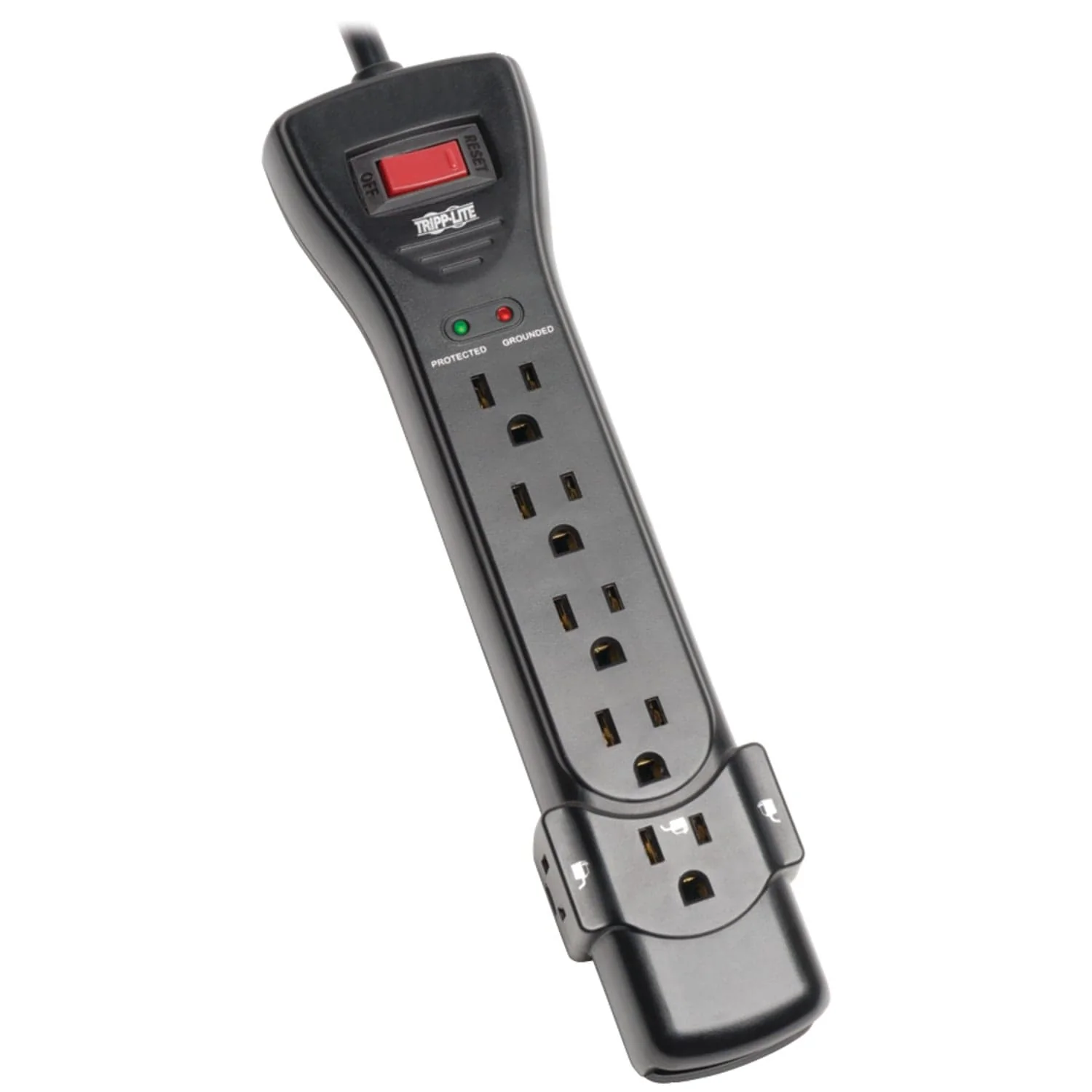 Tripp Lite by Eaton 7-AC Outlet 2160 Joules Protect It! Surge Protector Power Strip with Right-Angle Plug, 7 Ft., Black