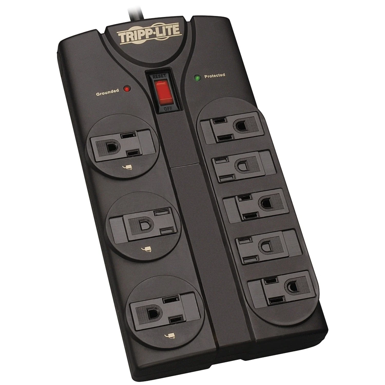 Tripp Lite by Eaton 8-AC Outlet 1440-Joules Protect It! Surge Protector Power Strip with Child Covers, 8-Ft. Cord with Right-Angle Plug, TLP808B