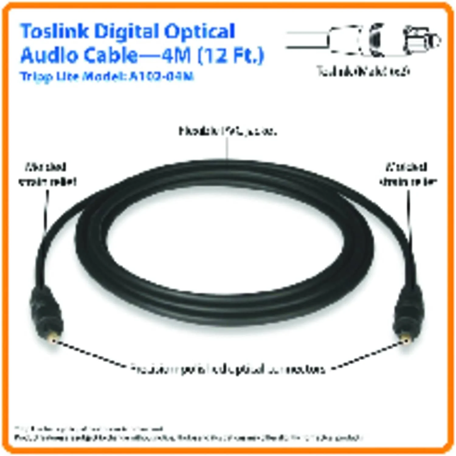 Tripp Lite by Eaton TOSLINK Digital Optical SPDIF Audio Cable, Black, 13 Ft. - Image 3