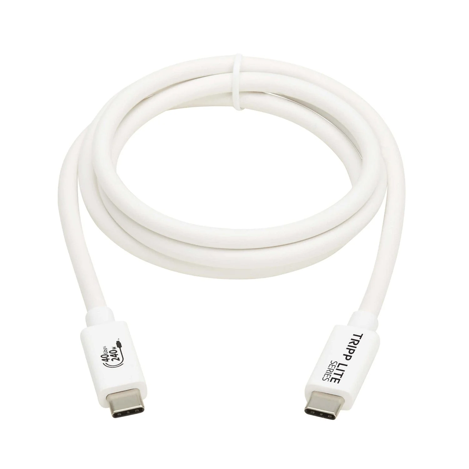 Tripp Lite by Eaton USB4 Charge-and-Sync 40-Gbps 240-Watt USB-C PD Cable, White, 3.3 Ft., U521-1P0M-WH - Image 2