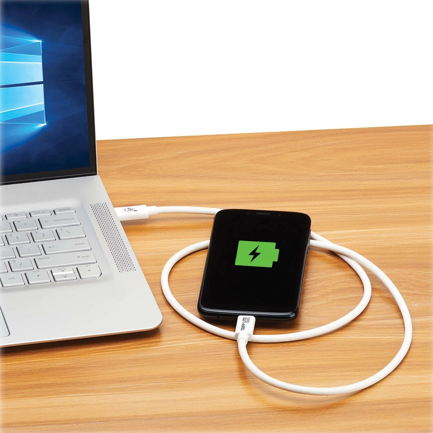 Tripp Lite by Eaton USB4 Charge-and-Sync 40-Gbps 240-Watt USB-C PD Cable, White, 3.3 Ft., U521-1P0M-WH - Image 3