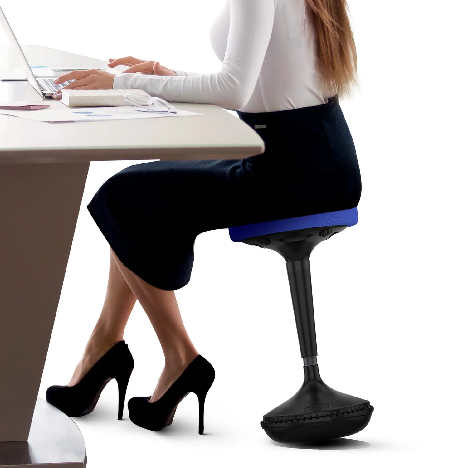 Uncaged Ergonomics Wobble Stool Adjustable-Height Standing Desk and Balance Stool, Blue - Image 4