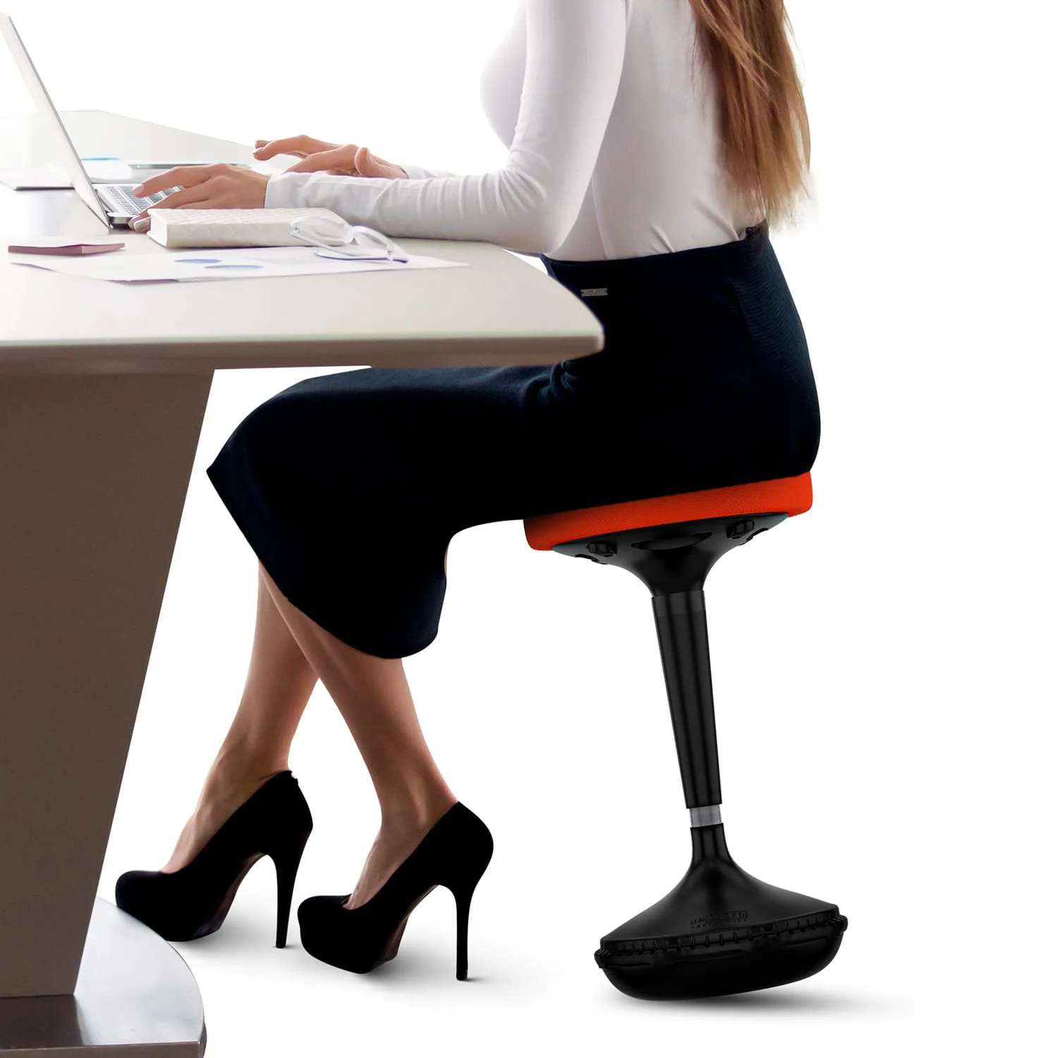 Uncaged Ergonomics Wobble Stool Adjustable-Height Standing Desk and Balance Stool, Red - Image 3