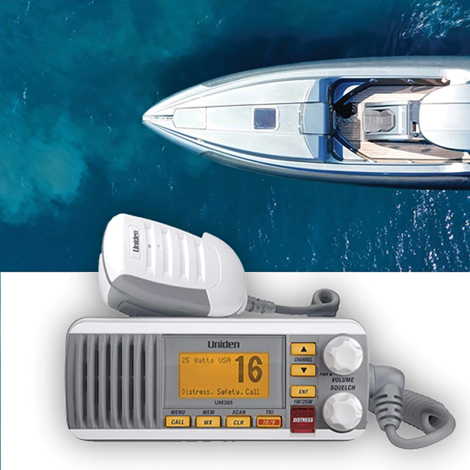 Uniden 25-Watt Fixed-Mount VHF Marine Radio with DSC, UM385, White - Image 5