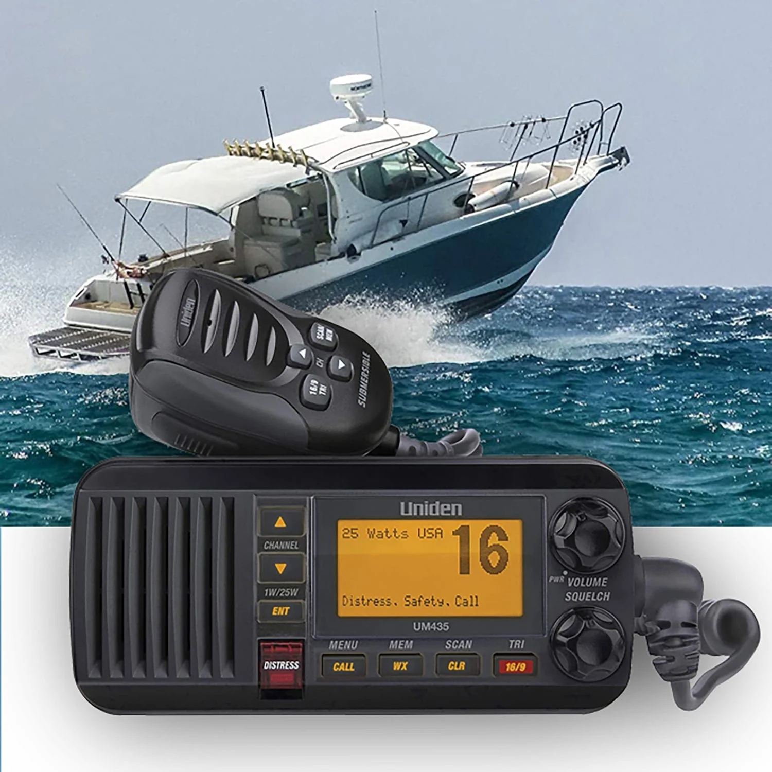 Uniden 25-Watt Fixed-Mount VHF Marine Radio with DSC, UM435, Black - Image 2