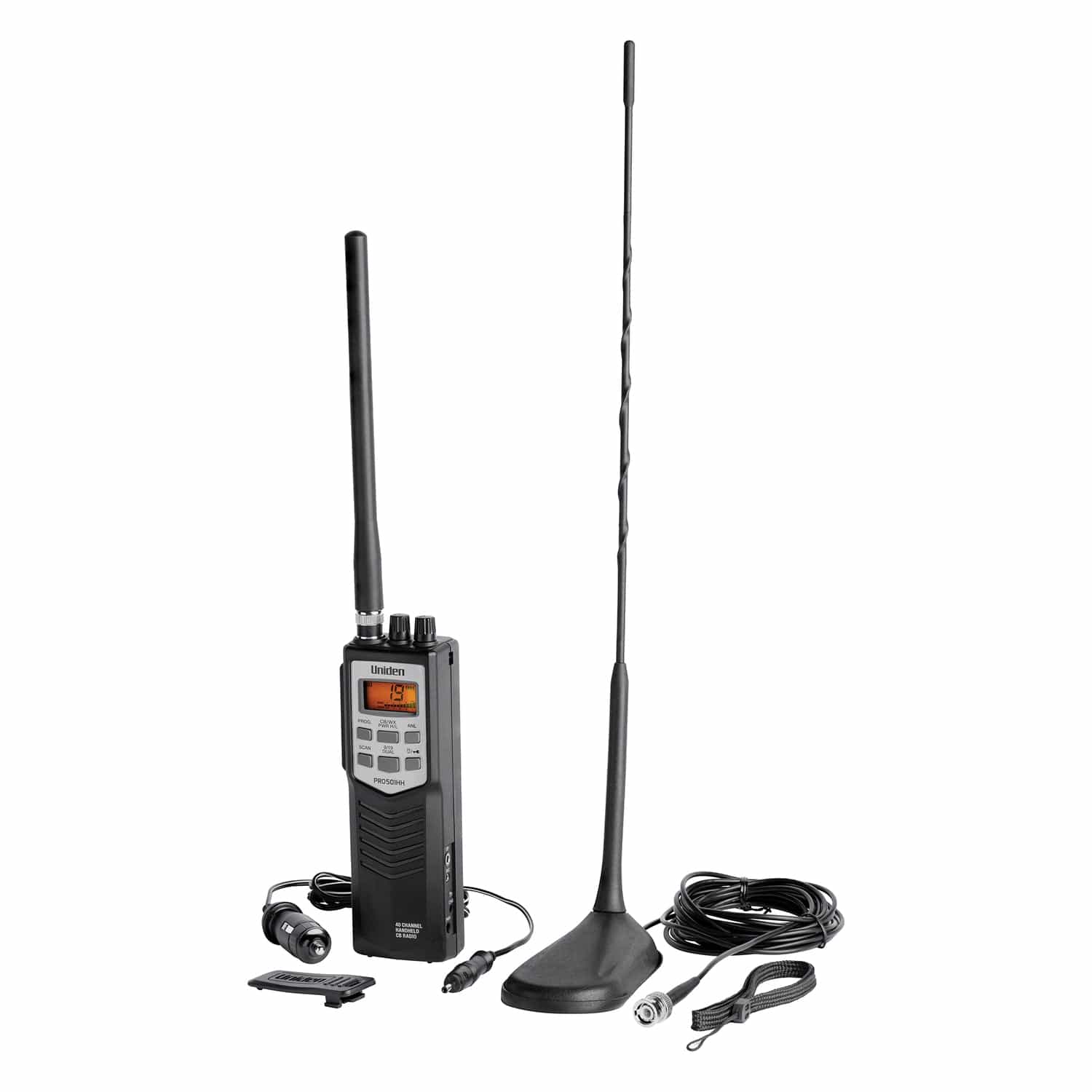Uniden Pro Series 40-Channel Handheld CB Radio with Magnet-Mount Antenna, Black, PRO501TK - Image 2