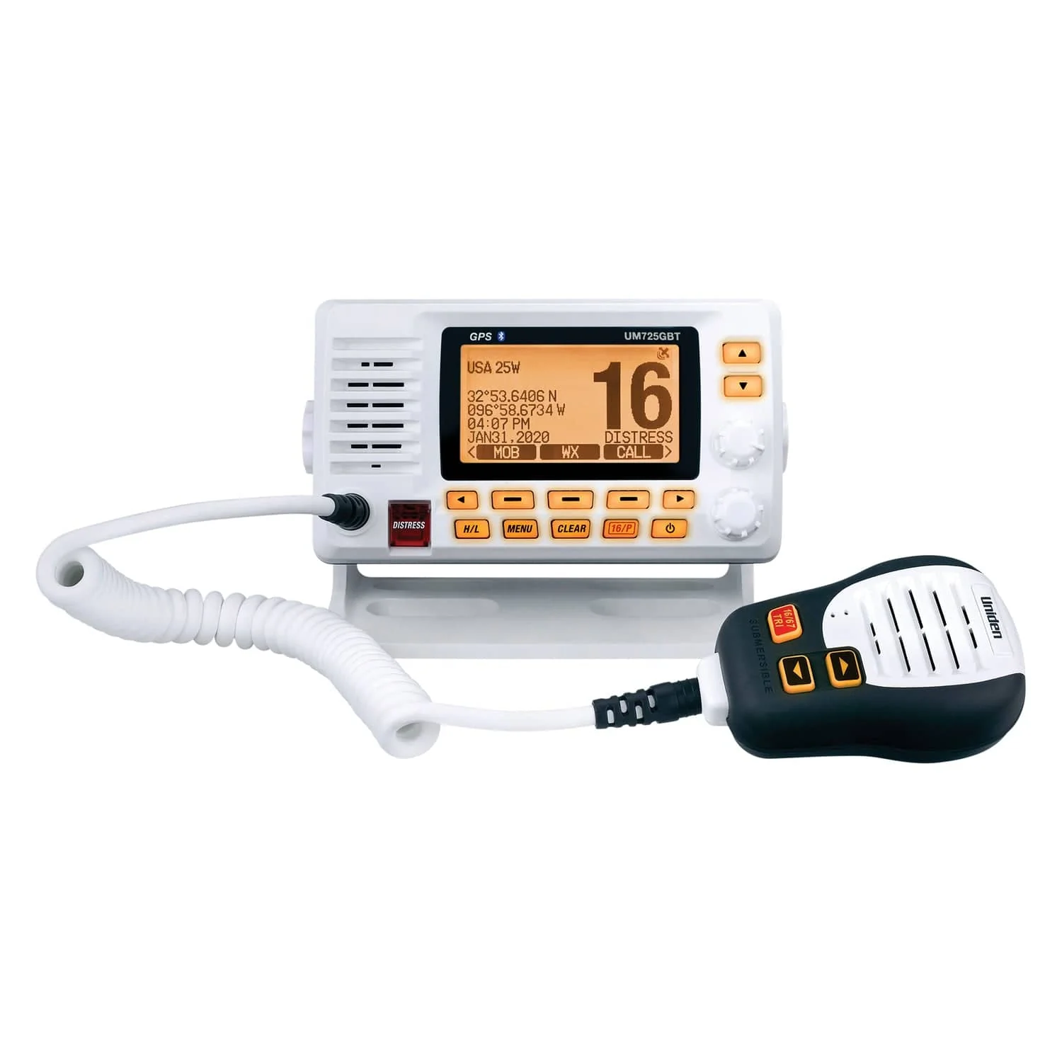 Uniden VHF Marine Radio with GPS and Bluetooth, Fixed Mount, UM725GBT, White - Image 4