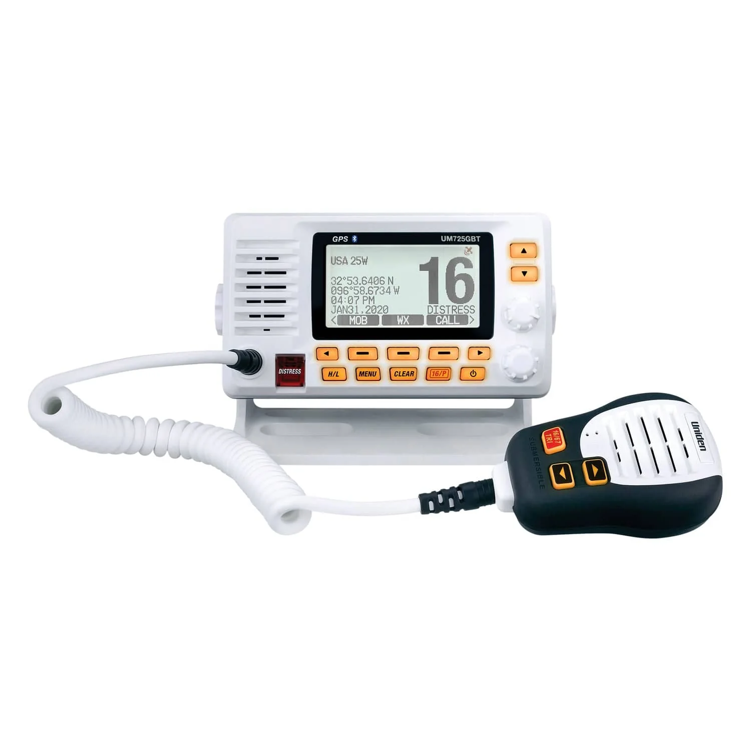 Uniden VHF Marine Radio with GPS and Bluetooth, Fixed Mount, UM725GBT, White - Image 5