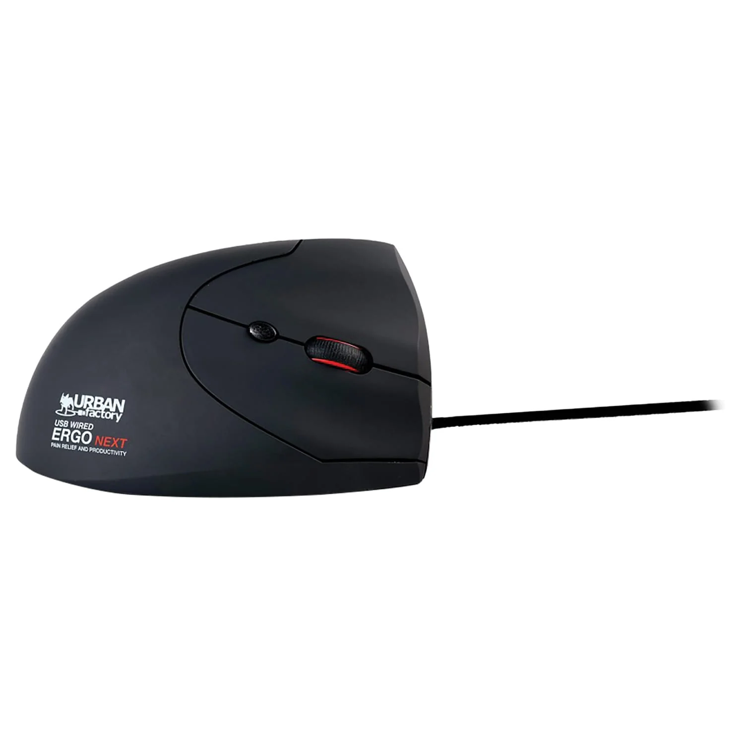 Urban Factory ERGO NEXT Vertical Wired USB-A and USB-C Mouse, Ergonomic, 6 Buttons, Right-Handed