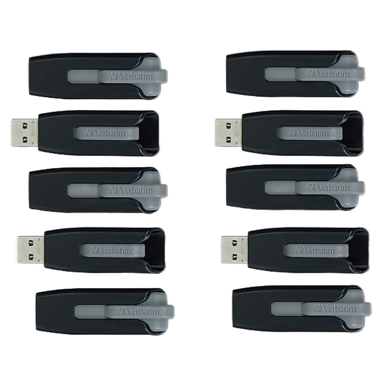 Verbatim 32-GB Store ‘n’ Go V3 USB 3.2 Gen 1 Flash Drives, Business Bulk 10 Count, Gray