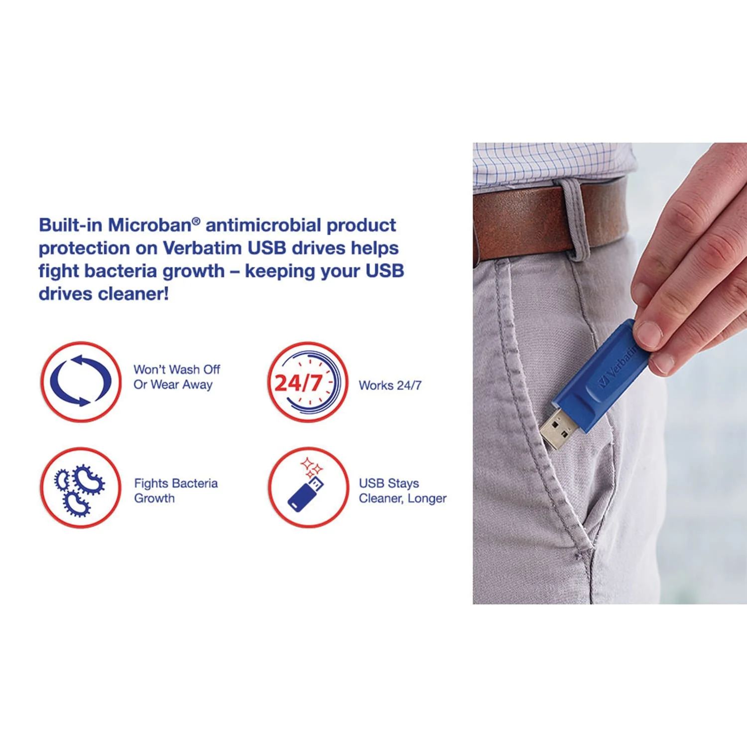 Verbatim 8-GB USB Flash Drive, 5 Count, Blue - Image 2
