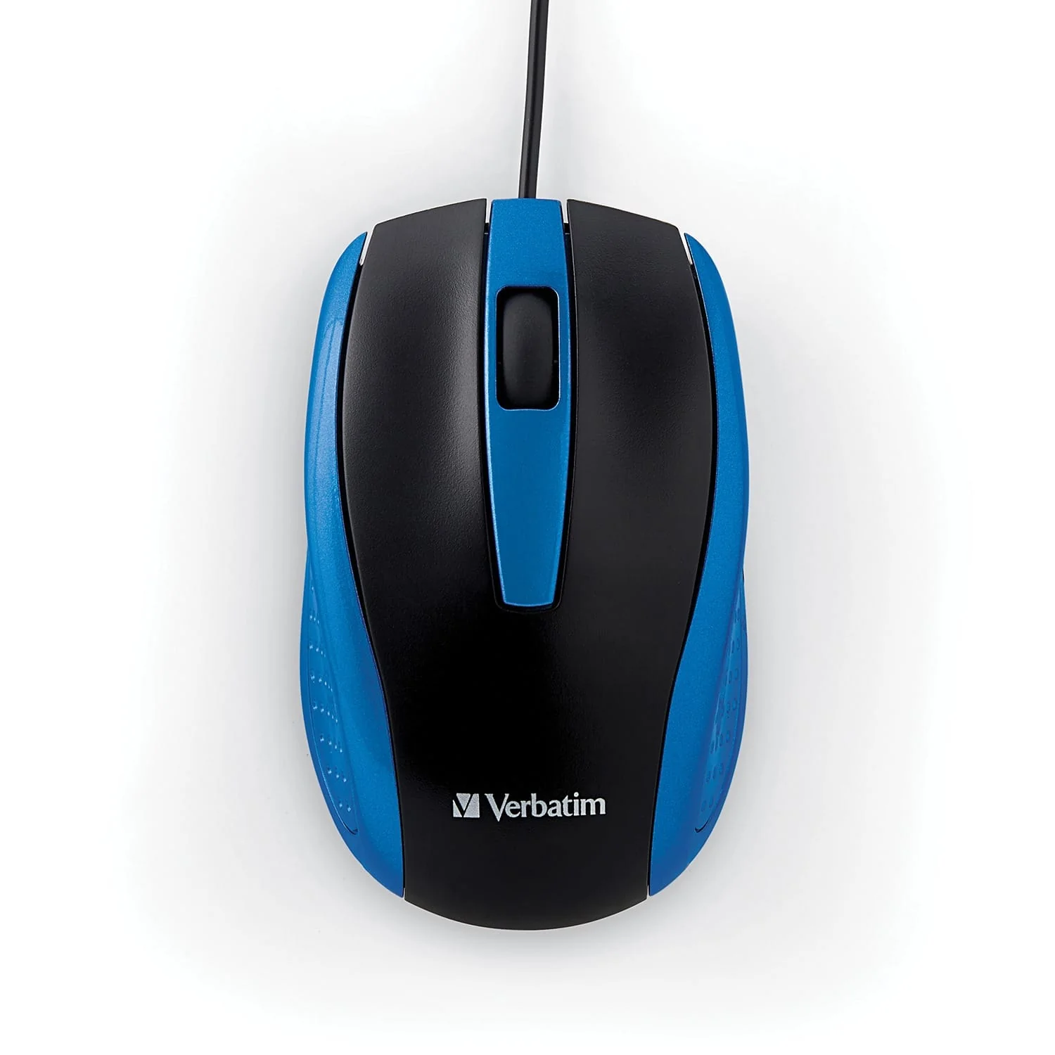 Verbatim Corded Optical Computer Mouse, Ergonomic, 3 Buttons, USB, Blue