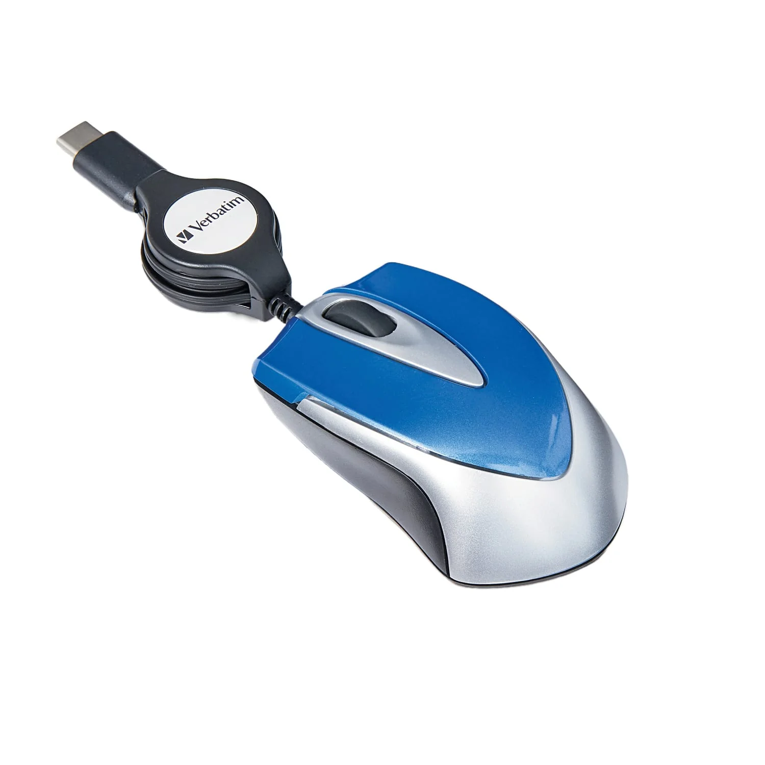 Verbatim Corded Optical Computer Mouse, Mini Travel, 3 Buttons, USB-C, Blue - Image 2