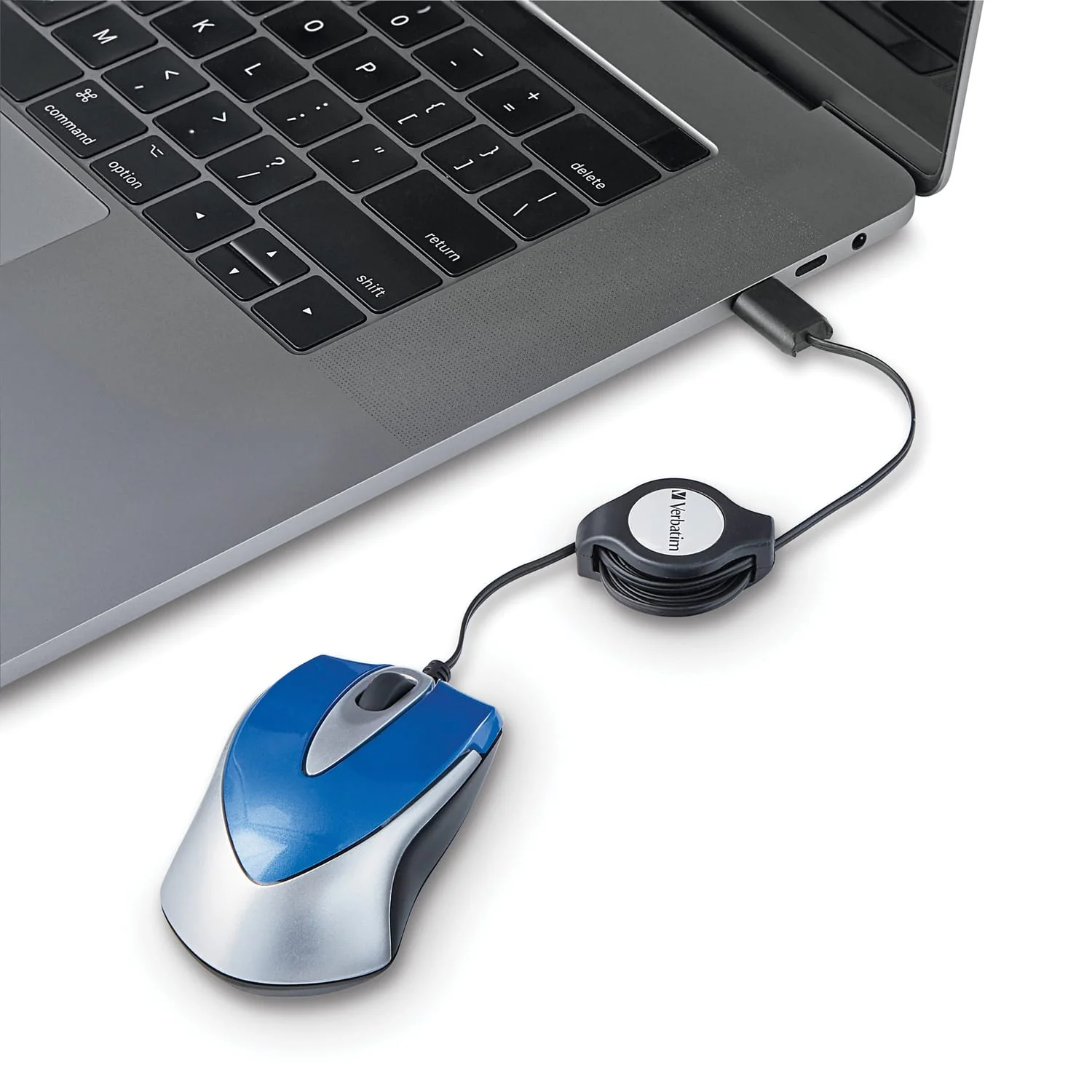Verbatim Corded Optical Computer Mouse, Mini Travel, 3 Buttons, USB-C, Blue - Image 3