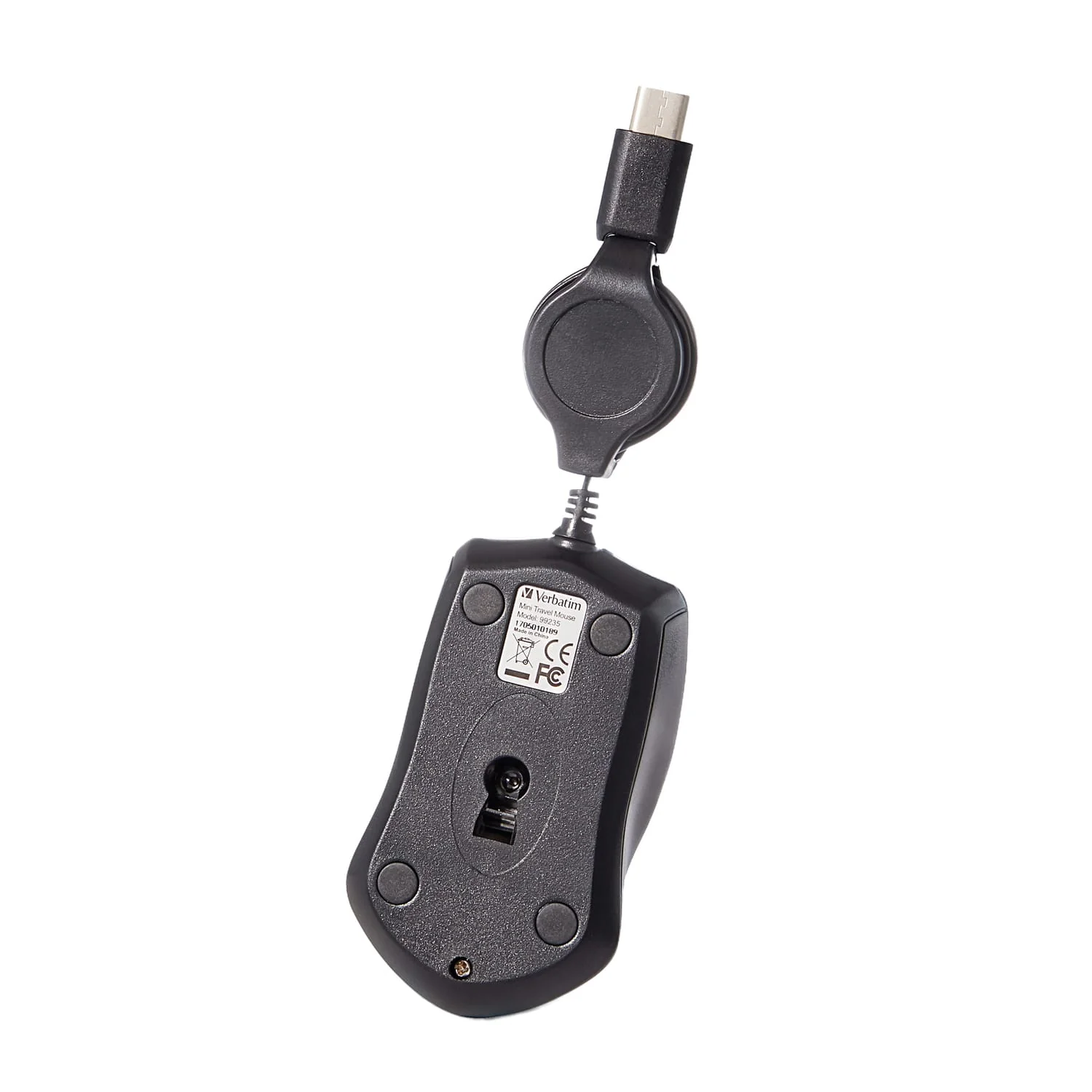 Verbatim Corded Optical Computer Mouse, Mini Travel, 3 Buttons, USB-C, Blue - Image 4