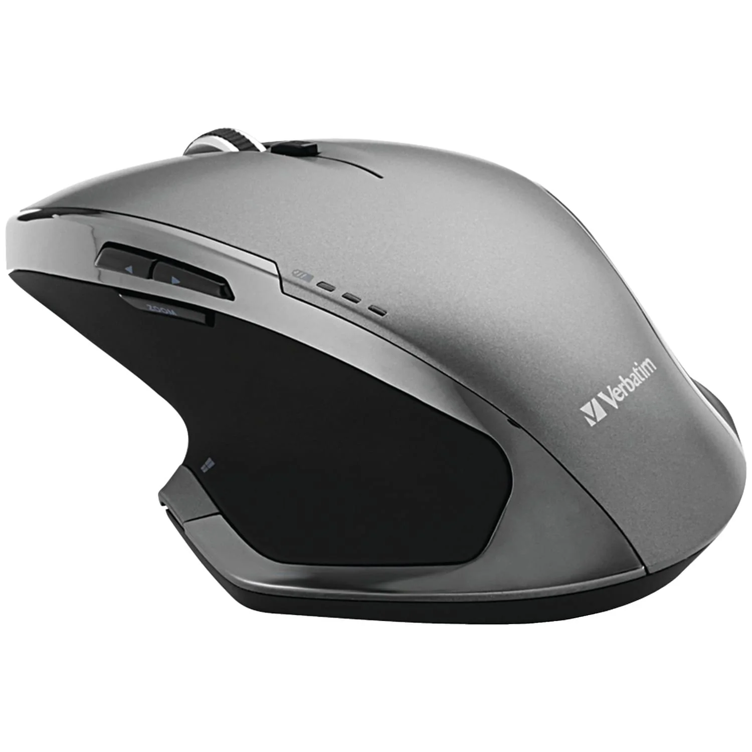 Verbatim Cordless Deluxe Blue-LED Computer Mouse, Ergonomic, 8 Buttons, 2.4 GHz, Graphite