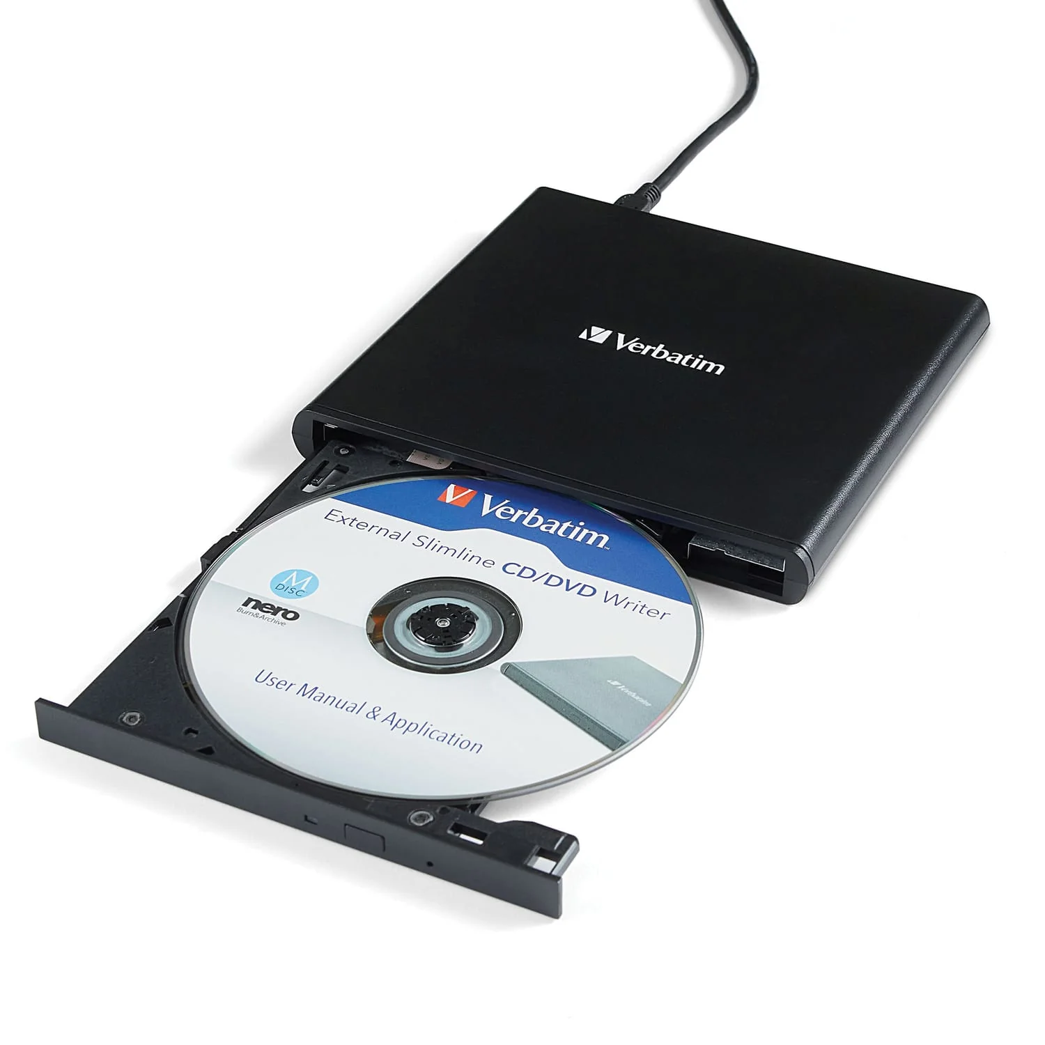Verbatim External Slimline CD/DVD Writer, USB-A/USB-C - Image 4
