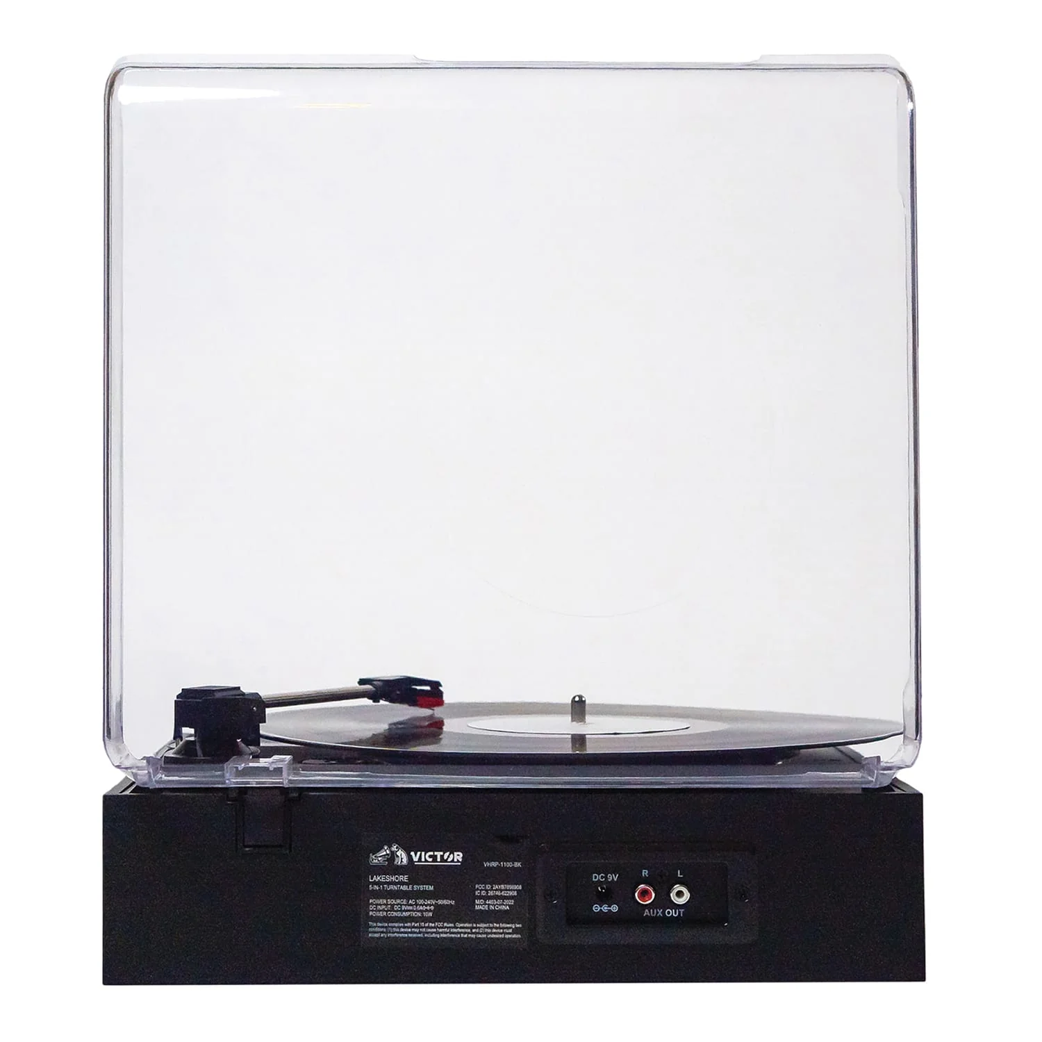 Victor 2-Watt Lakeshore 3-Speed Belt-Drive Manual Retro Turntable with Built-in Speakers, Bluetooth In/Out, USB/Aux, and 45 RPM Adapter, VHRP-1100 - Image 4