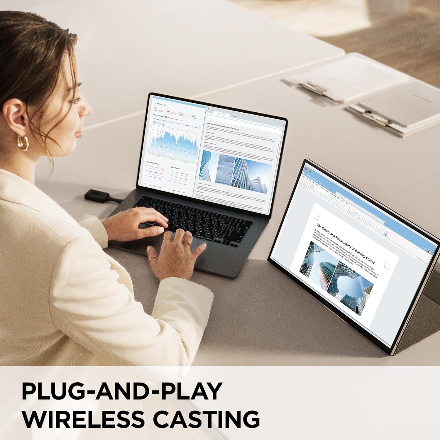 ViewSonic 16" 1200p IPS Wireless Portable Monitor with 2 Way Powered 60W USB C, 60 Hz, Black - Certified Refurbished - Image 3
