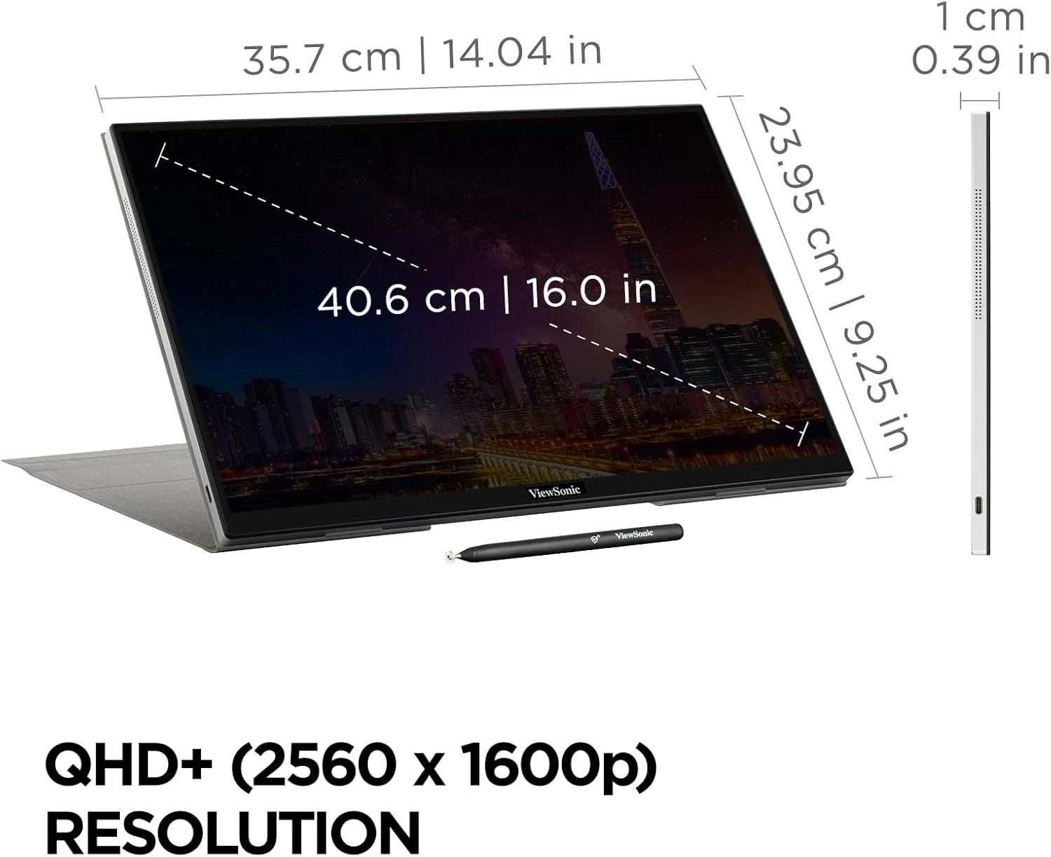 ViewSonic 16" WQXGA 1600p IPS Touchscreen Portable Monitor, 60 Hz, Black - Certified Refurbished - Image 7